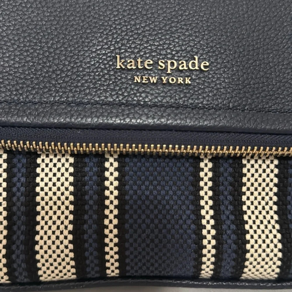 Kate spade Navy & cream leather & canvas crossbody bag